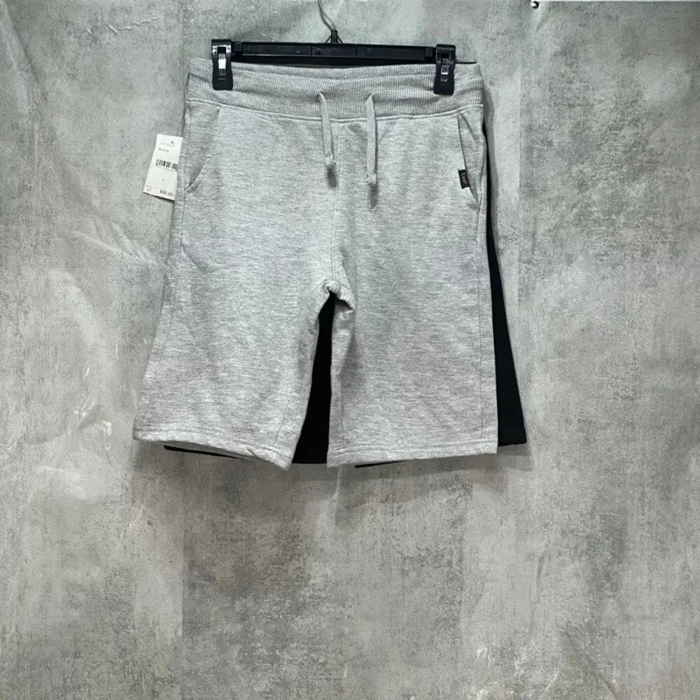 LEE Men's Grey & Black 2 Pack Drawstring Pull-On Fleece Lounge Shorts SZ L